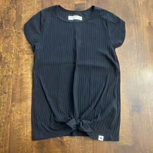 Abercrombie Kids Black Ribbed Tie-Front Tee